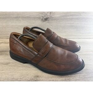 Clarks Collection Mens Shoes Brown Leather Size 10 W Penny Loafers Slip On